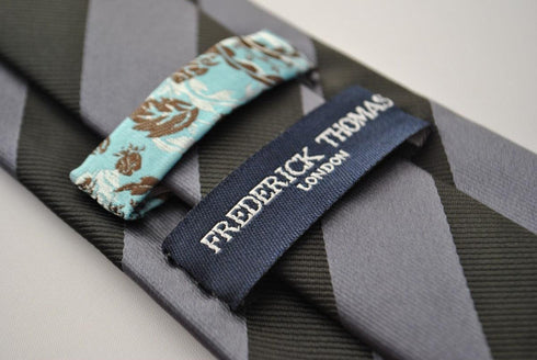 grey and black barber striped tie